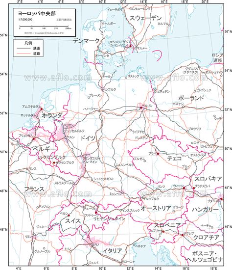 ヨーロッパ中央部 交通図 ベクター地図素材のダウンロード販売 アフロモール