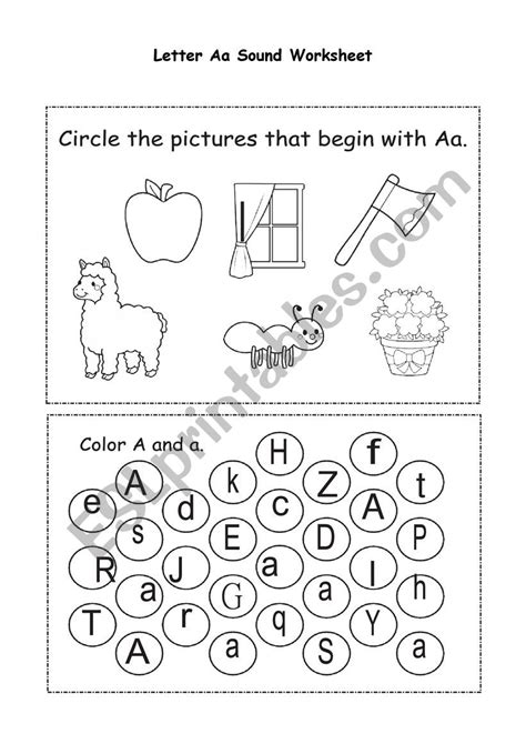 Letter Aa Sound Worksheet Esl Worksheet By Eperezb