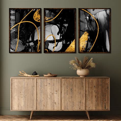 Quadros Decorativos Abstrato Preto E Dourado Belo Quadro