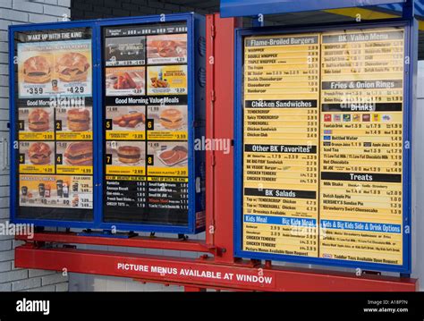 Menu at a Burger King drive thru Stock Photo: 10180664 - Alamy