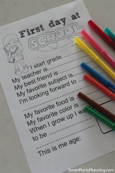 Free First Day Of School Questionnaire To Be Cherished Forever