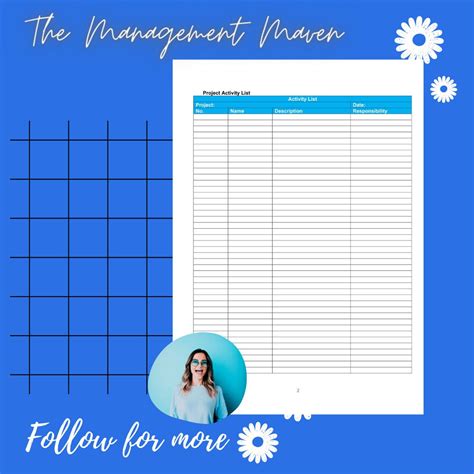 Project Management Activity List Excel Template - Etsy