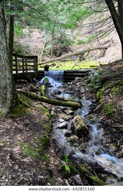 Ausable River Oscoda Michigan Small Waterfall Stock Photo 642855160