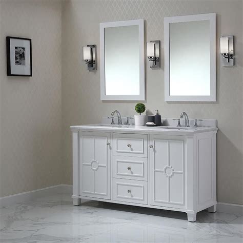 Ove Decors Positano 60 In White Double Sink Bathroom Vanity With Yves Natural Marble Top At