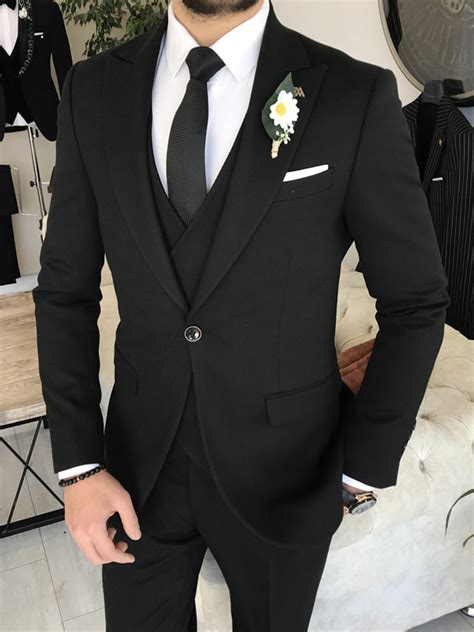 Black Slim Fit Wedding Tuxedo For Groom Bespokedailyshop