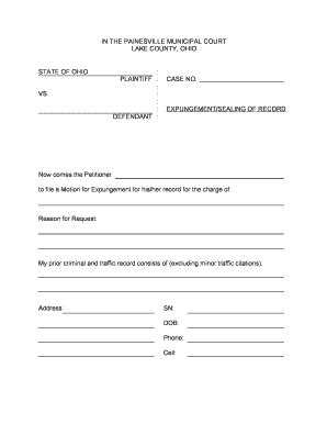 Ohio Expungement Filing Fill And Sign Printable Template Online