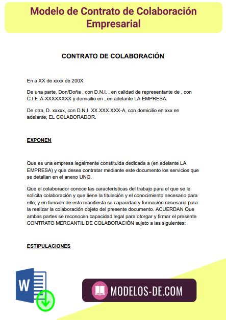 Introducir 57 imagen modelo contrato de colaboración comercial