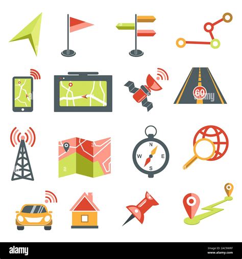 Navigation Isolated Icons Maps And Location Cartography And