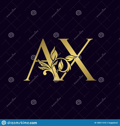 Golden Initial Letter A And X Ax Luxury Logo Icon Vintage Gold Letter