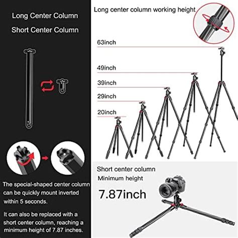 Manbily 63 Inches Carbon Fiber Camera Tripod Monopod Kit With 360 Degree Ball Head Quick Release