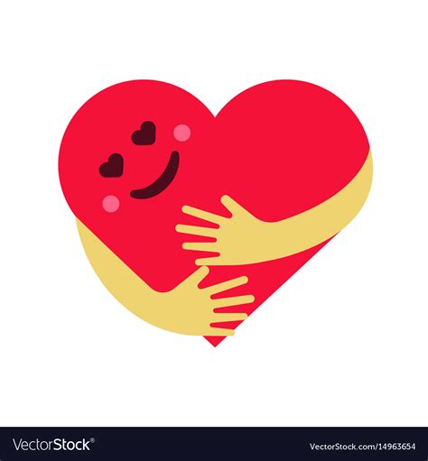 Red Smiling Heart Hug On Royalty Free Vector Image