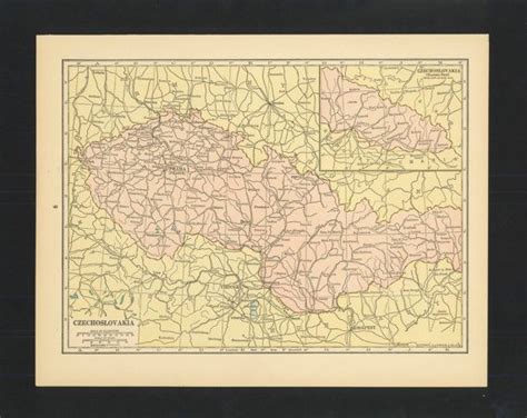 Vintage Map Czechoslovakia From 1926 Original Czech Republic Slovakia