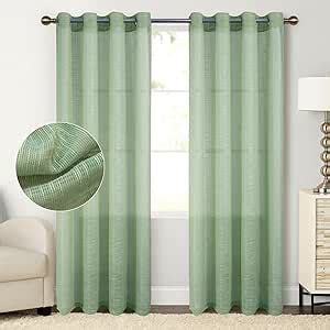 Amazon Tony S Collection Sage Green Sheer Curtains 96 Inches Long