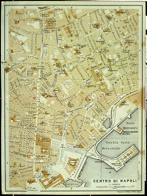 NAPOLI NEAPEL City alter Stadtplan mappa della città vecchia