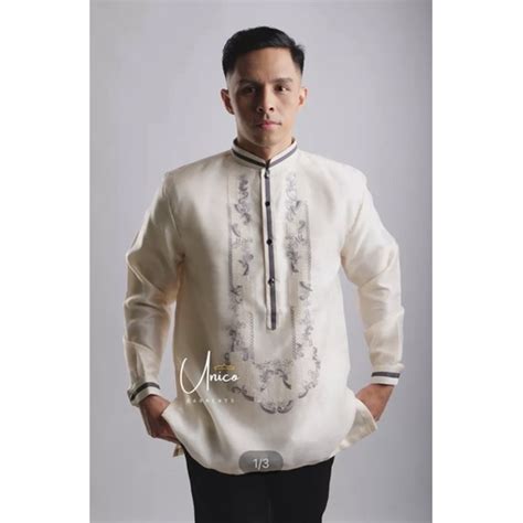 Barong Tagalog For Men Pina Organza With Lining Oriental Design