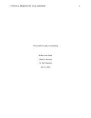 Cjus Personal Philosophy Of Leadership Docx Personal Philosophy