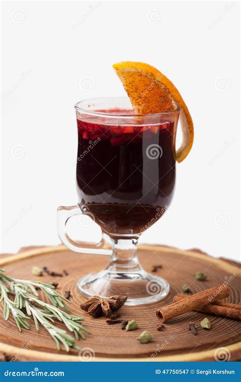 Traditional Winter Hot Alcohol Drinks Mulled Wine With Orange S Stock Image Image Of Warm