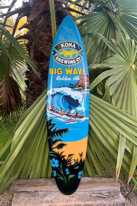 Kona Brewing Big Wave Hawaii Airbrushed Surfboard Wall Plaque Liquid