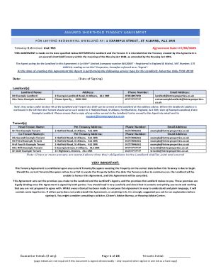 Fillable Online Free Assured Shorthold Tenancy Agreement