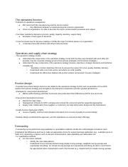 SCO Study Guide Exam 1 The Operations Function Definition Of