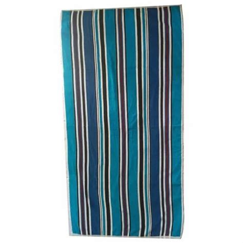 Blue Base Stripped Gsm Cotton Terry Bath Towel For Bathroom Size