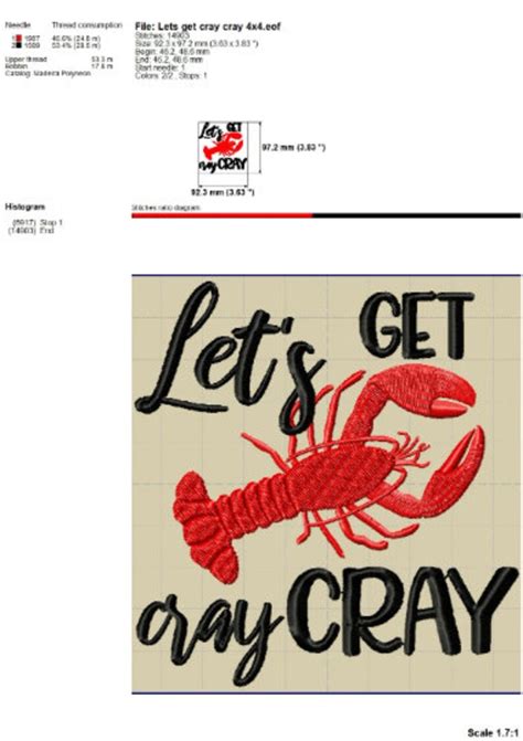 Crawfish Embroidery Designs Lobster Embroidery Patterns Etsy