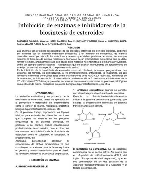 Farmacoquimica Inhibicion De Enzimas Pdf Inhibidor De La Enzima