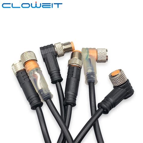 Cloweit M8 3 4 Pins PVC LED IP67 Sens R Kablo Konekt R Tipi A Soket