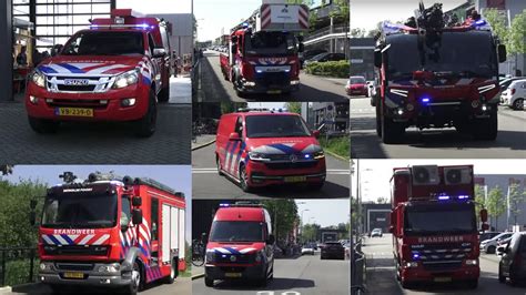 Verschillende Brandweer Wagens Met Spoed Tijdens Open Dag Brandweer