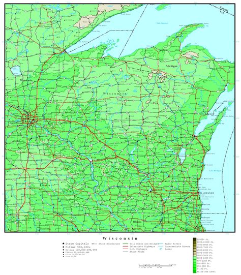 elevation map of wisconsin