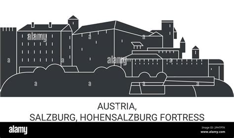 Austria Salzburg Hohensalzburg Fortress Travel Landmark Vector