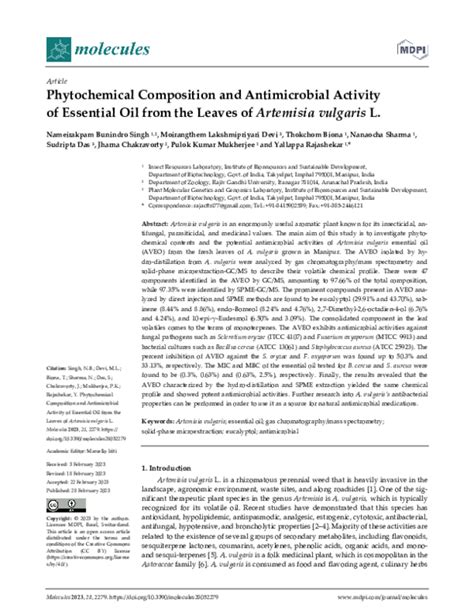 Pdf Phytochemical Composition And Antimicrobial Activity Of Essential