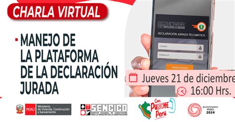 Charla online gratis Manejo de la plataforma de Declaración Jurada