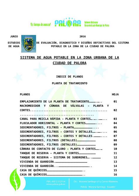 DOCX Agua Potable PLANOS Web ViewJUNIO 2016 ESTUDIOS DE