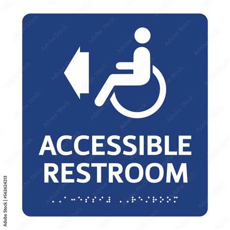 Accessible restroom sign design with Braille. Isolated vector label for ...