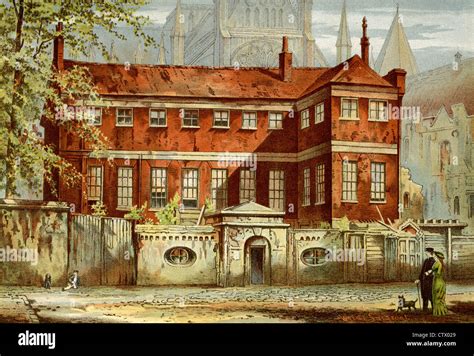 Vintage picture of old London. Ashburnham House, Dean's Yard ...