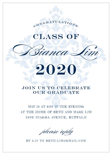 Elegant Damask Graduation Announcements By