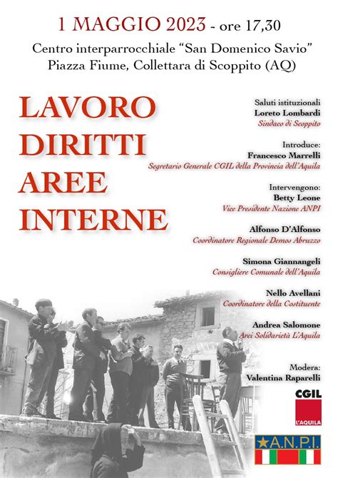 Cgil E Anpi Lavoro Diritti E Aree Interne Abruzzo Sera