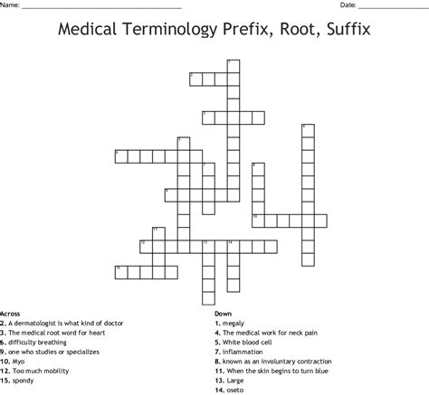 Medical Terminology Prefix Root Suffix Crossword Word Db Excel