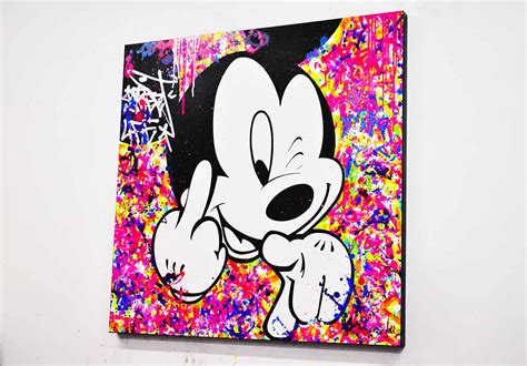 Contemporary Art Acrylic On Canvas Mickey Fuck Vincent Bardou