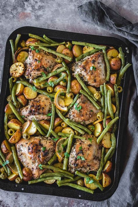 Sheet Pan Chicken Potato And Green Bean Bake Minute Prep