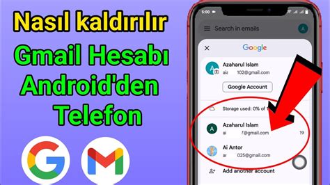 Google Hesap Kaldırma Telefondan Gmail Hesap Silme YouTube