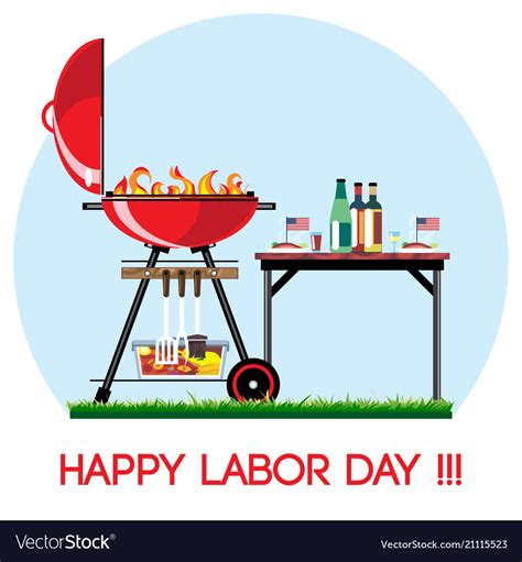 Happy labor day bbq set Royalty Free Vector Image