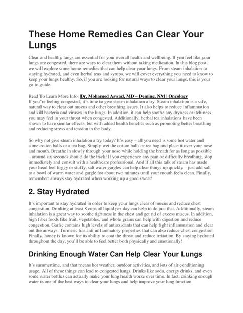 PPT - These Home Remedies Can Clear Your Lungs PowerPoint Presentation ...