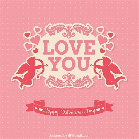 Tarjeta Rosa De San Valent N Con Cupidos Free Vector Freepik