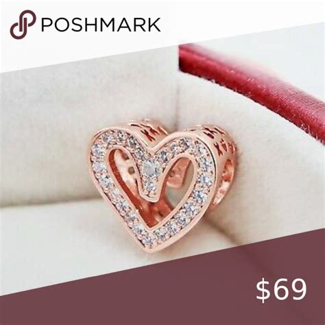 Pandora Rose Gold Sparkling Freehand Heart Char Pandora Heart Charm