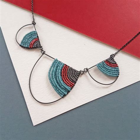 Silver Geometric Curve Statement Necklace By Judith Brown Jewellery