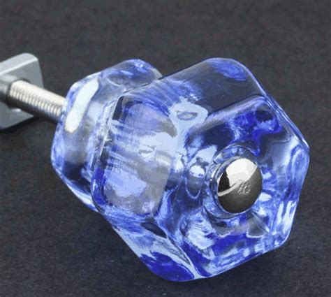 Set Of 8 Ice Blue Glass Cabinet Knobs Antique Depression Era Etsy