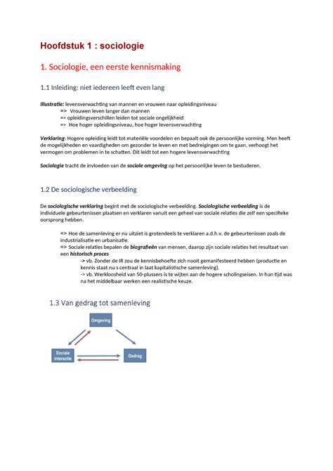 Hoofdstuk Sociologie Hoofdstuk Sociologie Sociologie Een