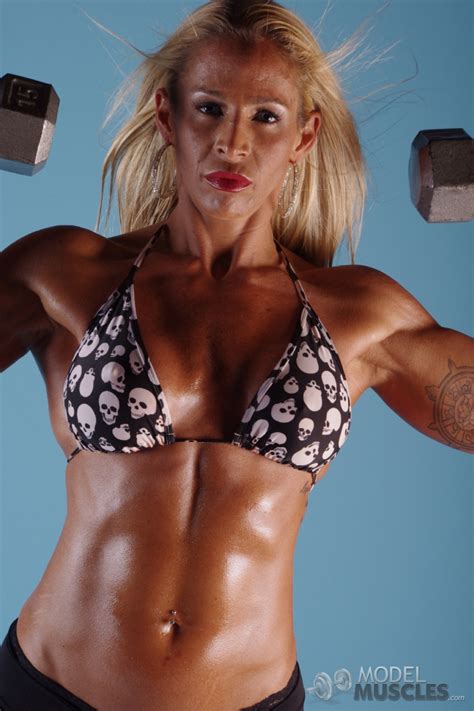 Blonde MILF Bodybuilder Jill Rudison Flaunts Her Oiled Body While Working Out CoedCherry